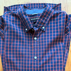Michael Kors Men's Navy and Red Plaid Shirt 
XL